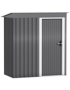 Outsunny 5 x 3ft Garden Storage Shed with Sliding Door and Sloped Roof Outdoor Equipment Tool, Light Grey