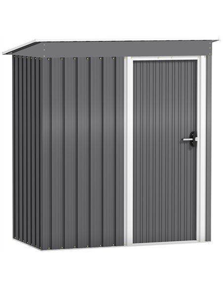 Outsunny 5 x 3ft Garden Storage Shed with Sliding Door and Sloped Roof Outdoor Equipment Tool, Light Grey - pic 122817 | FastDaddyshop