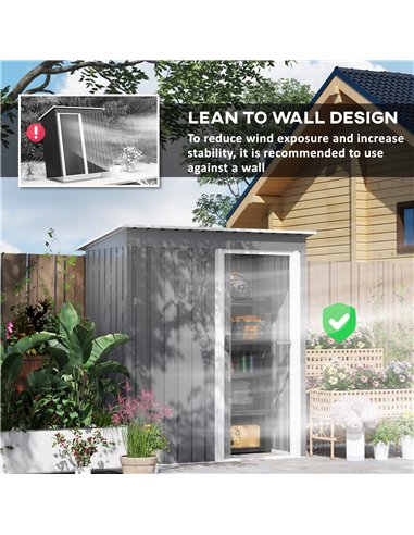 Outsunny 5 x 3ft Garden Storage Shed with Sliding Door and Sloped Roof Outdoor Equipment Tool, Light Grey