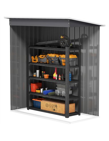 Outsunny 5 x 3ft Garden Storage Shed with Sliding Door and Sloped Roof Outdoor Equipment Tool, Light Grey