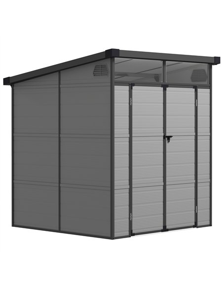Outsunny 6 x 6ft Outdoor Storage Shed, Plastic Garden Shed with Windows and Air Vents, Outdoor Resin Tool Shed with Latch Doors  - pic 122835 | FastDaddyshop