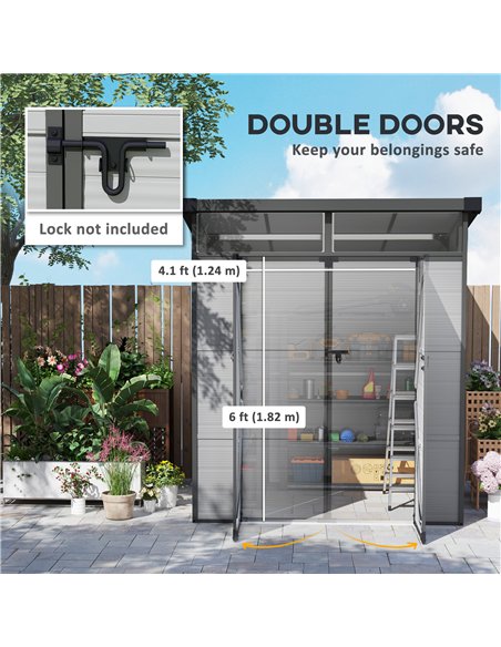 Outsunny 6 x 6ft Outdoor Storage Shed, Plastic Garden Shed with Windows and Air Vents, Outdoor Resin Tool Shed with Latch Doors  - pic 122841 | FastDaddyshop