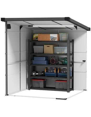 Outsunny 6 x 6ft Outdoor Storage Shed, Plastic Garden Shed with Windows and Air Vents, Outdoor Resin Tool Shed with Latch Doors 
