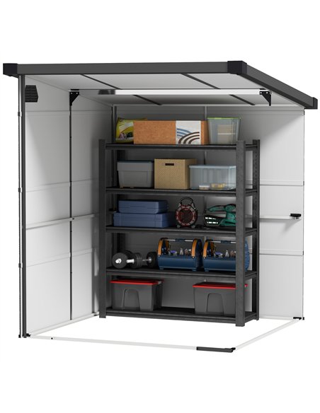 Outsunny 6 x 6ft Outdoor Storage Shed, Plastic Garden Shed with Windows and Air Vents, Outdoor Resin Tool Shed with Latch Doors  - pic 122842 | FastDaddyshop