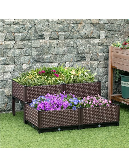 Outsunny 50cm x 50cm x 46.5cm Set of 4 41L Garden Raised Bed Kit, PP DIY Elevated Planter Box, Flower Vegetables Planting Contai - pic 122845 | FastDaddyshop