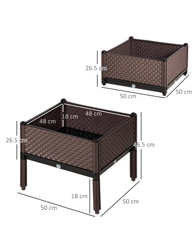 Outsunny 50cm x 50cm x 46.5cm Set of 4 41L Garden Raised Bed Kit, PP DIY Elevated Planter Box, Flower Vegetables Planting Contai