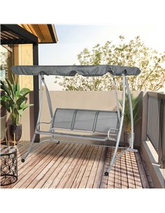 Outsunny 3 Person Outdoor Swing Chair Bench with Canopy Cover, Grey 2