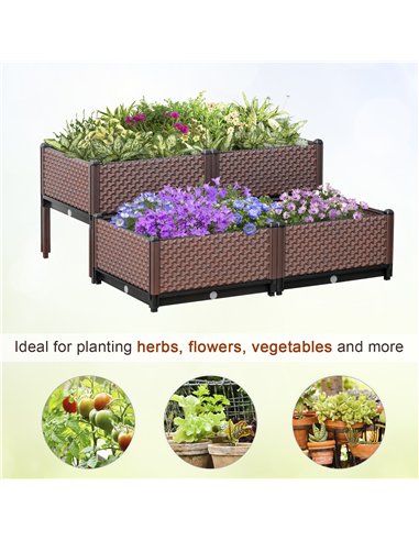 Outsunny 50cm x 50cm x 46.5cm Set of 4 41L Garden Raised Bed Kit, PP DIY Elevated Planter Box, Flower Vegetables Planting Contai