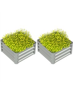 Outsunny Set of Two 60 x 60cm Steel Planter Boxes - Light Grey