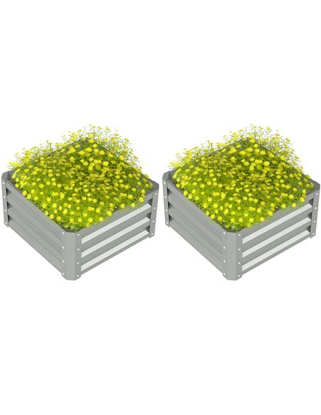 Outsunny Set of Two 60 x 60cm Steel Planter Boxes - Light Grey - pic 122853 | FastDaddyshop