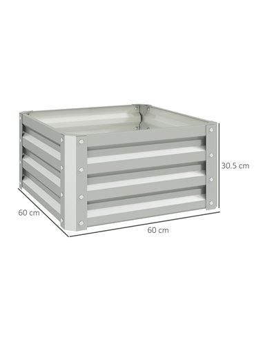 Outsunny Set of Two 60 x 60cm Steel Planter Boxes - Light Grey