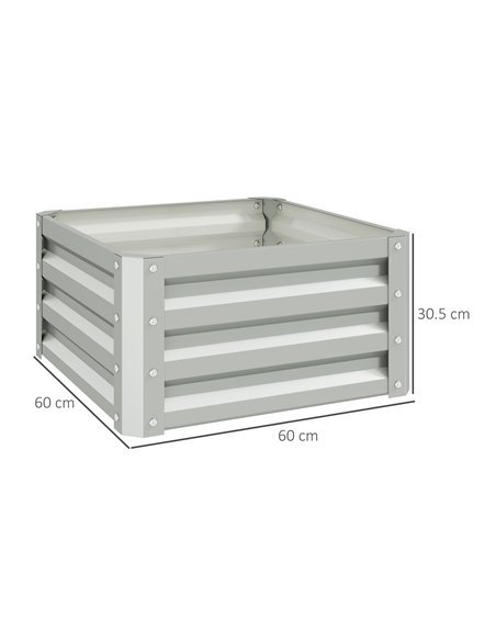 Outsunny Set of Two 60 x 60cm Steel Planter Boxes - Light Grey - pic 122855 | FastDaddyshop