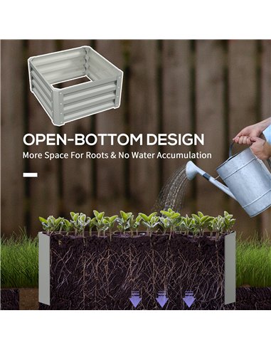 Outsunny Set of Two 60 x 60cm Steel Planter Boxes - Light Grey