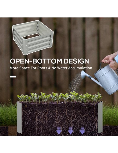 Outsunny Set of Two 60 x 60cm Steel Planter Boxes - Light Grey - pic 122857 | FastDaddyshop