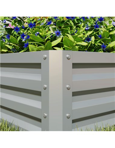Outsunny Set of Two 60 x 60cm Steel Planter Boxes - Light Grey