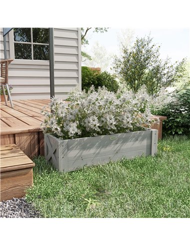 Outsunny 58L Garden Raised Bed Planter Grow Containers for Outdoor Patio Plant Flower Vegetable Pot Fir Wood, 100 x 36.5 x 36 cm