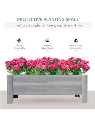 Outsunny 58L Garden Raised Bed Planter Grow Containers for Outdoor Patio Plant Flower Vegetable Pot Fir Wood, 100 x 36.5 x 36 cm