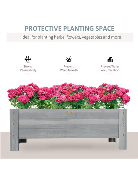 Outsunny 58L Garden Raised Bed Planter Grow Containers for Outdoor Patio Plant Flower Vegetable Pot Fir Wood, 100 x 36.5 x 36 cm - pic 122865 | FastDaddyshop