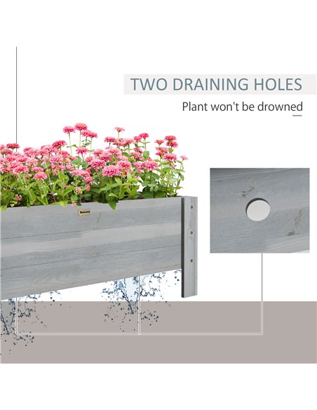 Outsunny 58L Garden Raised Bed Planter Grow Containers for Outdoor Patio Plant Flower Vegetable Pot Fir Wood, 100 x 36.5 x 36 cm - pic 122867 | FastDaddyshop