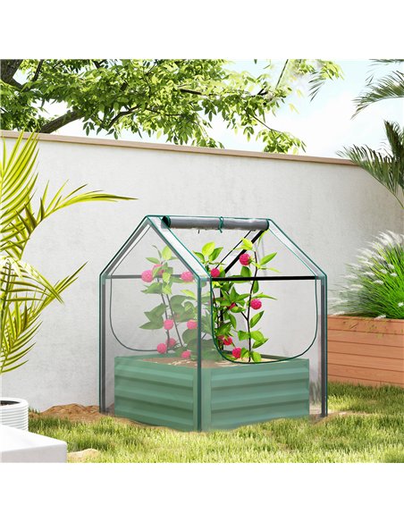 Outsunny 61 x 61cm Garden Planter Bed, with Cover - Green - pic 122872 | FastDaddyshop