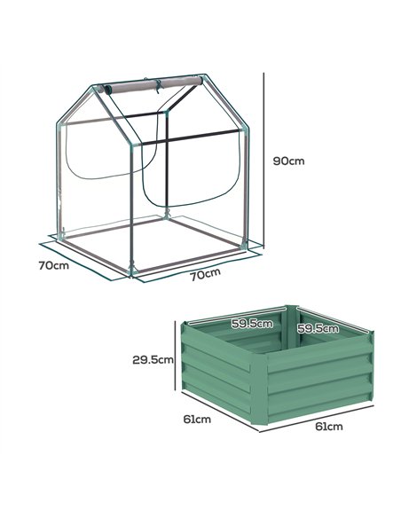 Outsunny 61 x 61cm Garden Planter Bed, with Cover - Green - pic 122873 | FastDaddyshop