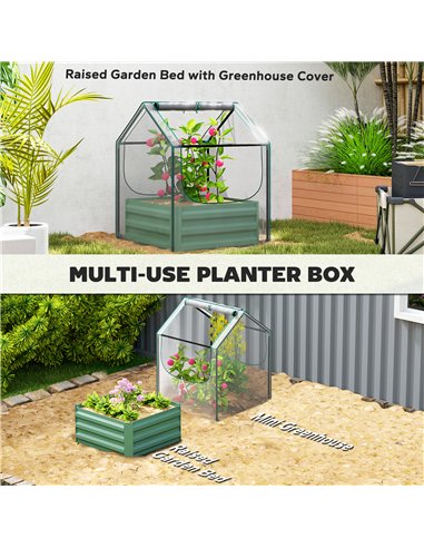 Outsunny 61 x 61cm Garden Planter Bed, with Cover - Green