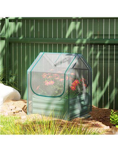 Outsunny 61 x 61cm Garden Planter Bed, with Cover - Green