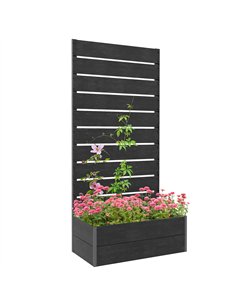 Outsunny 34 x 69.5cm Garden Planter Box, with Back Trellis, Black