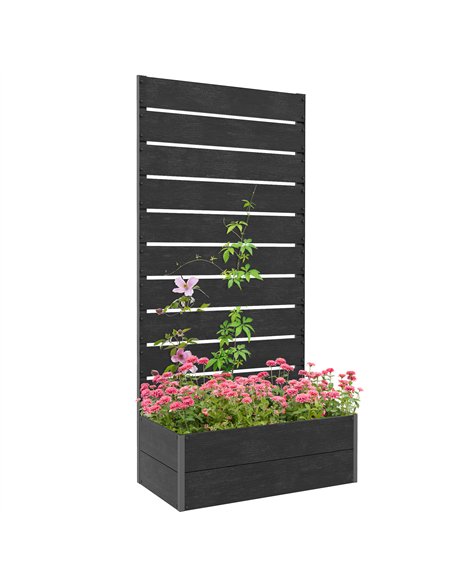 Outsunny 34 x 69.5cm Garden Planter Box, with Back Trellis, Black - pic 122880 | FastDaddyshop