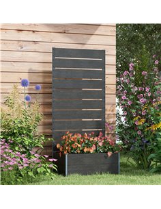 Outsunny 34 x 69.5cm Garden Planter Box, with Back Trellis, Black 2