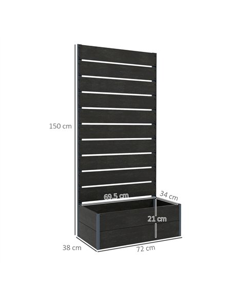 Outsunny 34 x 69.5cm Garden Planter Box, with Back Trellis, Black - pic 122882 | FastDaddyshop
