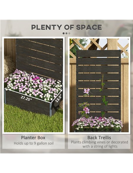 Outsunny 34 x 69.5cm Garden Planter Box, with Back Trellis, Black - pic 122883 | FastDaddyshop