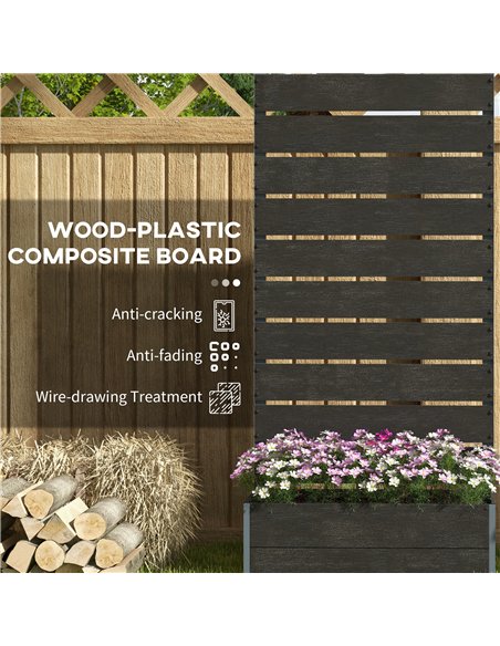 Outsunny 34 x 69.5cm Garden Planter Box, with Back Trellis, Black - pic 122884 | FastDaddyshop