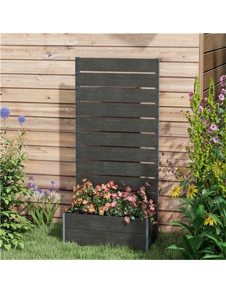 Outsunny 34 x 69.5cm Garden Planter Box, with Back Trellis, Black - pic 122886 | FastDaddyshop