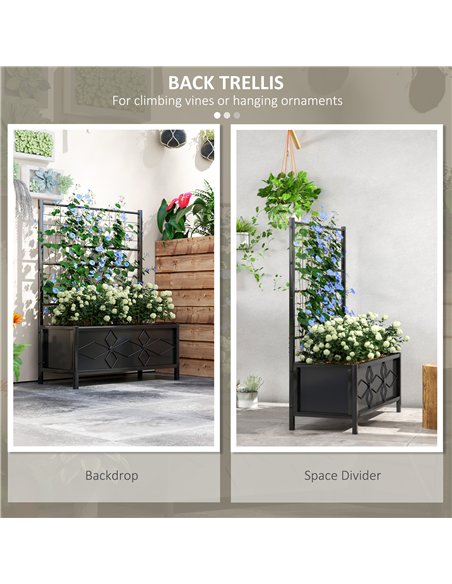 Outsunny Raised Bed for Garden with Trellis, Galvanised Planter Box with Diamond Pattern, Drainage Holes for Vegetables, Herbs a - pic 122892 | FastDaddyshop