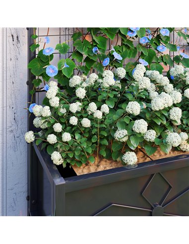 Outsunny Raised Bed for Garden with Trellis, Galvanised Planter Box with Diamond Pattern, Drainage Holes for Vegetables, Herbs a