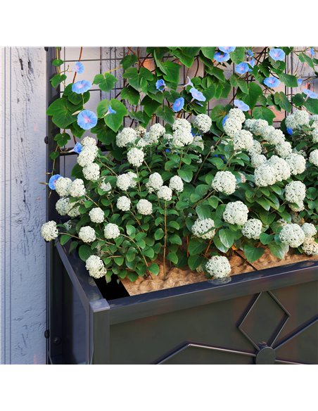 Outsunny Raised Bed for Garden with Trellis, Galvanised Planter Box with Diamond Pattern, Drainage Holes for Vegetables, Herbs a - pic 122897 | FastDaddyshop