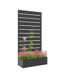 Outsunny Raised Bed for Garden, Planter with Trellis for Climbing Plants, Vines, Planter Box with Drainage Gap, Black
