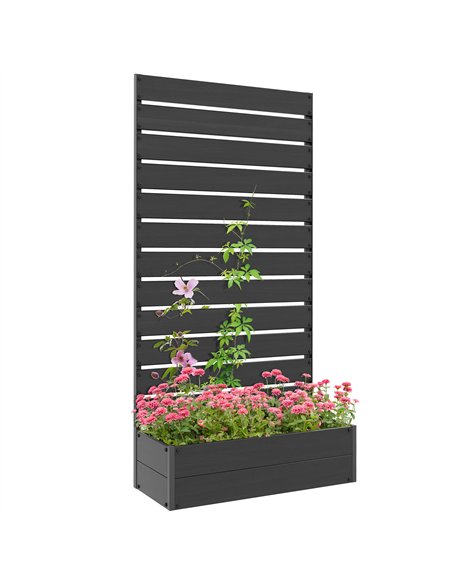 Outsunny Raised Bed for Garden, Planter with Trellis for Climbing Plants, Vines, Planter Box with Drainage Gap, Black - pic 122898 | FastDaddyshop