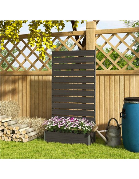 Outsunny Raised Bed for Garden, Planter with Trellis for Climbing Plants, Vines, Planter Box with Drainage Gap, Black - pic 122899 | FastDaddyshop