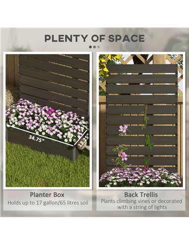 Outsunny Raised Bed for Garden, Planter with Trellis for Climbing Plants, Vines, Planter Box with Drainage Gap, Black