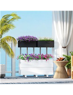 Outsunny Set of Two Rattan-Effect Planters - Black 2