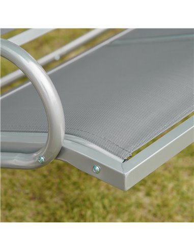 Outsunny 3 Seater Bench Steel Outdoor Patio Porch Swing Chair with Adjustable Canopy - Dark Grey