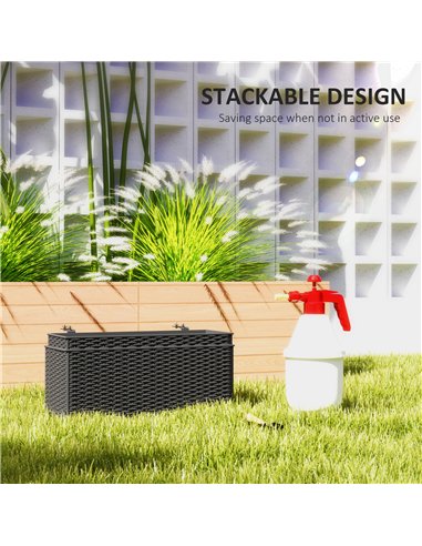 Outsunny Set of Two Rattan-Effect Planters - Black