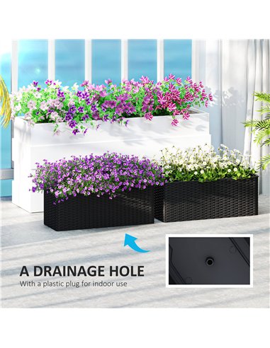 Outsunny Set of Two Rattan-Effect Planters - Black