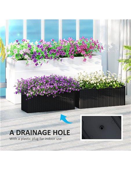 Outsunny Set of Two Rattan-Effect Planters - Black - pic 122912 | FastDaddyshop