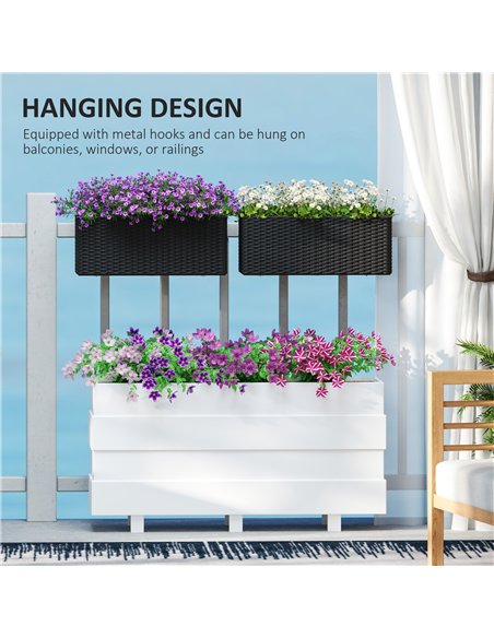 Outsunny Set of Two Rattan-Effect Planters - Black - pic 122913 | FastDaddyshop