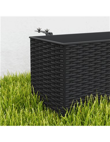Outsunny Set of Two Rattan-Effect Planters - Black