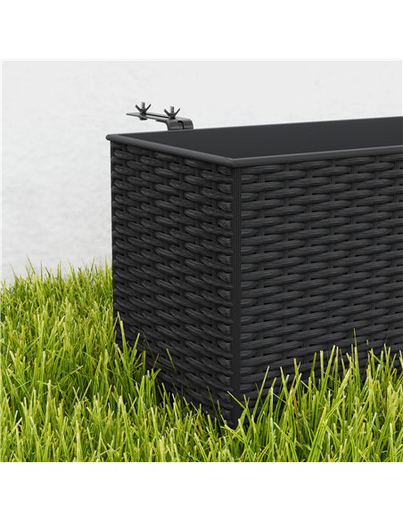 Outsunny Set of Two Rattan-Effect Planters - Black - pic 122915 | FastDaddyshop