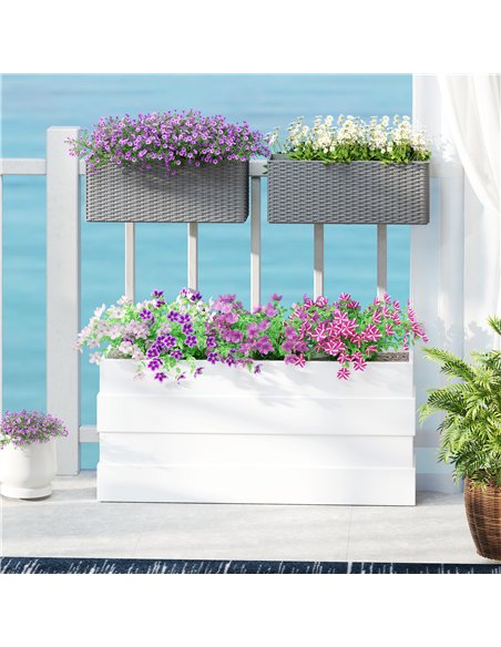 Outsunny Set of Two Rattan-Effect Planters - Grey - pic 122917 | FastDaddyshop